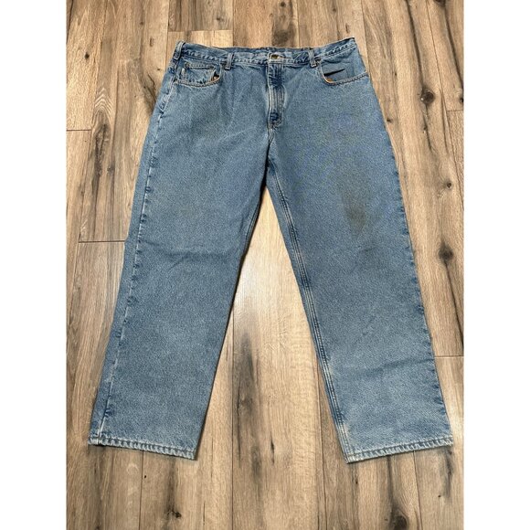 Carhartt Mens B55-DST Blue Denim Lined Jeans 42x30 Relaxed Fit 100% Cotton - Picture 1 of 13